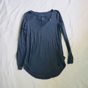 American Eagle Grey Caged Long Sleeve Tshirt